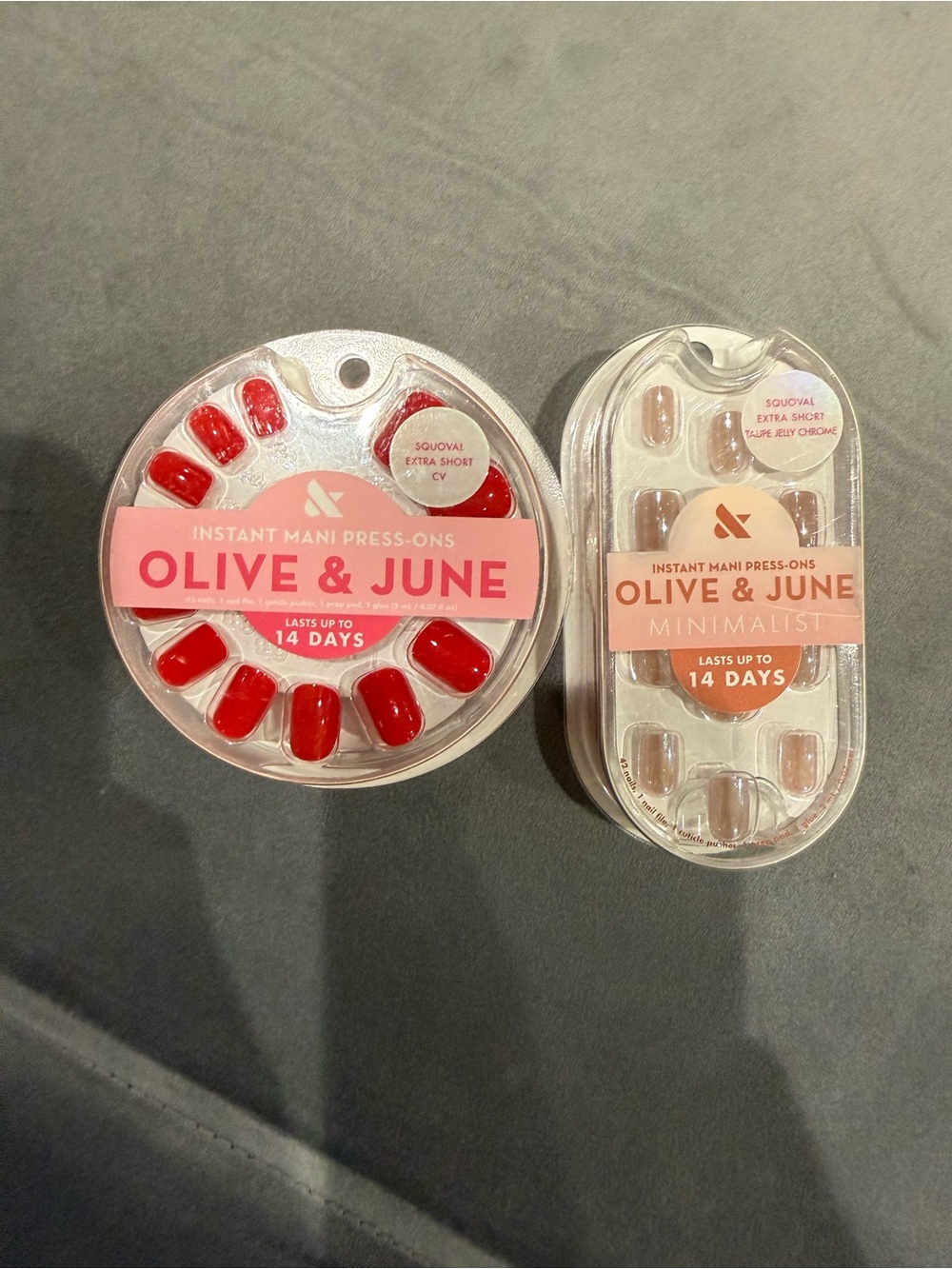 Olive & June Red & Nude Press-On Nails Duo — Instant Mani